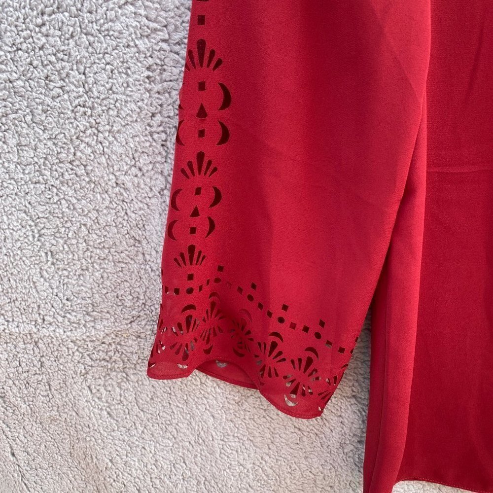 Maeve Anthropologie Red Teni Blouse Cutout Top Sz 0 - Picture 3 of 8